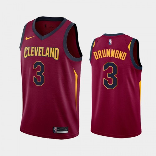 Men's Cleveland Cavaliers #3 Andre Drummond 2019-20 Icon Wine Jersey