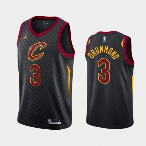 Men's Cleveland Cavaliers #3 Andre Drummond 2020-21 Statement Black Jersey