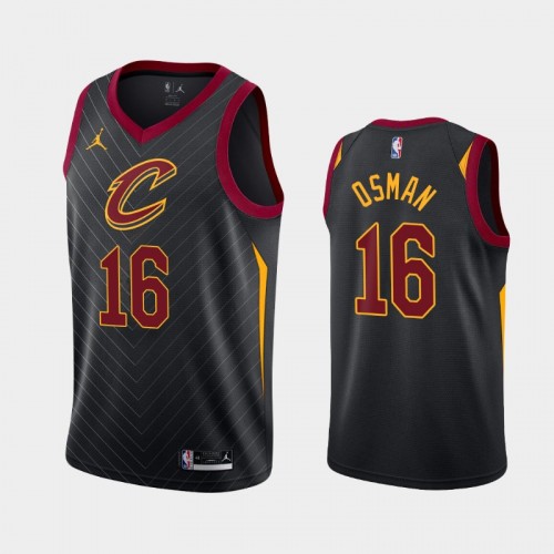 Men's Cleveland Cavaliers #16 Cedi Osman 2020-21 Statement Black Jersey