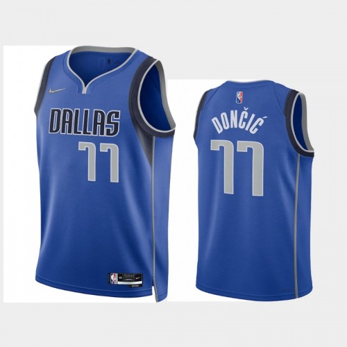 Dallas Mavericks Luka Doncic Men's #77 2021-22 Diamond 75th Anniversary Icon Edition Blue Jersey