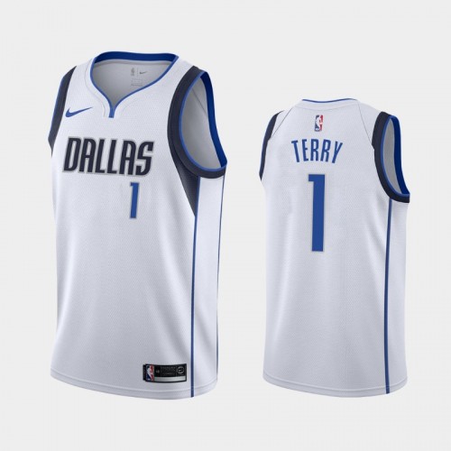 Men's Dallas Mavericks #1 Tyrell Terry 2020-21 Association White Jersey