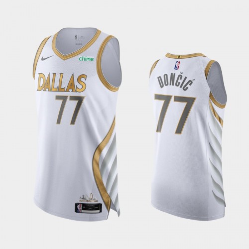 Men Dallas Mavericks Luka Doncic #77 2020-21 Authentic City Edition White Jersey