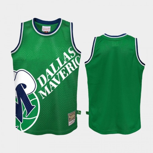 Youth Dallas Mavericks Big Face 2.0 Hardwood Classics Green Jersey