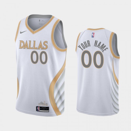 Men's Dallas Mavericks #00 Custom 2020-21 City White Jersey