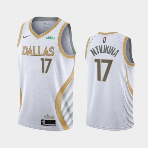 Dallas Mavericks Frank Ntilikina Men #17 City Edition 2017 NBA Draft White Jersey