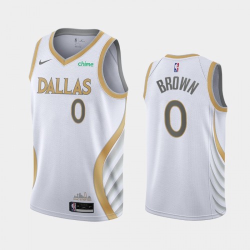 Dallas Mavericks Sterling Brown Men #0 City Edition 2021 Trade White Jersey