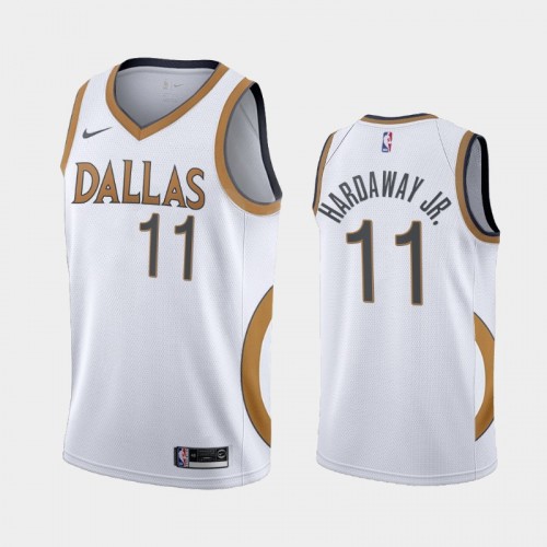 Men Dallas Mavericks #11 Tim Hardaway Jr. 2020-21 City Edition Gold silver logo White Jersey