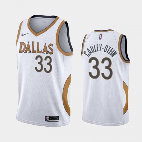 Men Dallas Mavericks #33 Willie Cauley-Stein 2020-21 City Edition Gold silver logo White Jersey