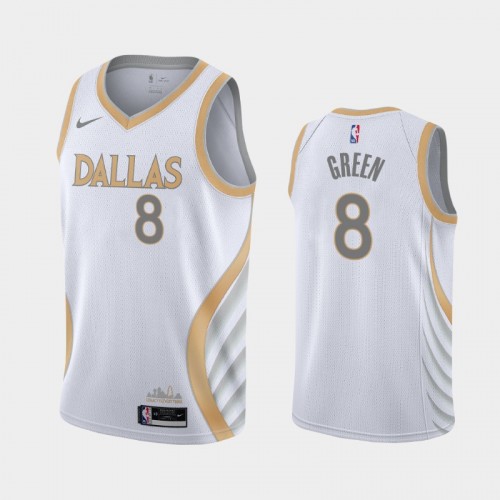 Men's Dallas Mavericks #8 Josh Green 2020-21 City White Jersey