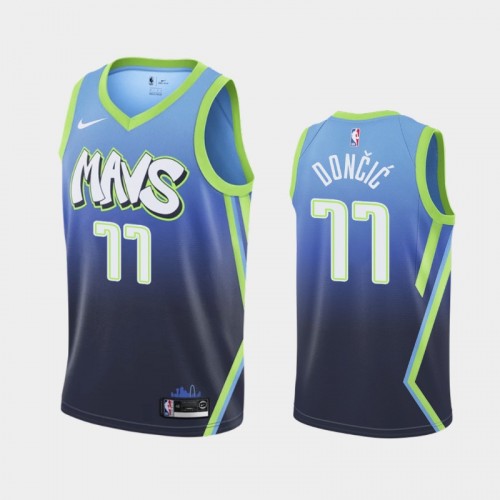 Men's Dallas Mavericks #77 Luka Doncic 2019-20 City Blue Jersey