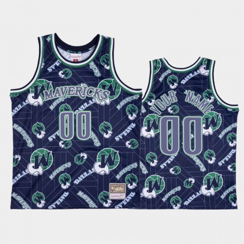 Custom Dallas Mavericks #00 Navy Tear Up Pack Hardwood Classics Jersey