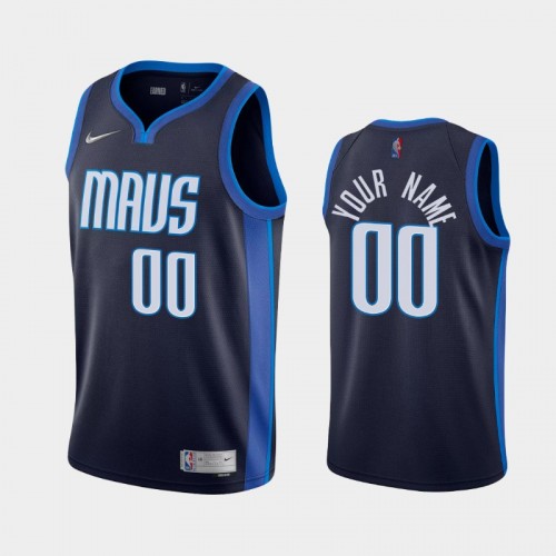 Men's Dallas Mavericks #00 Custom 2021 Earned Navy Jersey