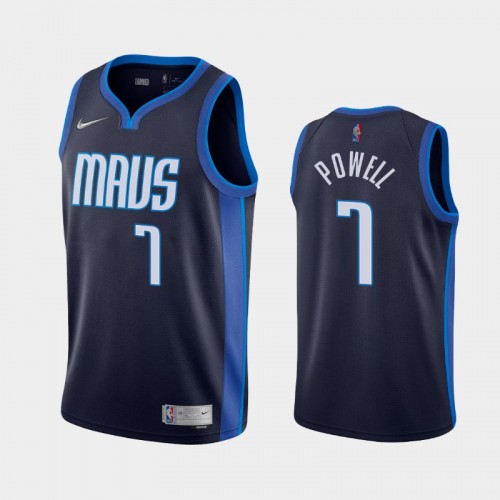 Men's Dallas Mavericks #7 Dwight Powell 2021 Earned Navy Jersey