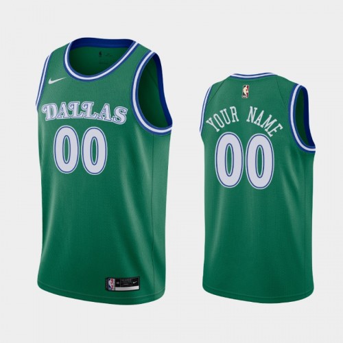 Men's Dallas Mavericks #00 Custom 2020-21 Hardwood Classics Green Jersey