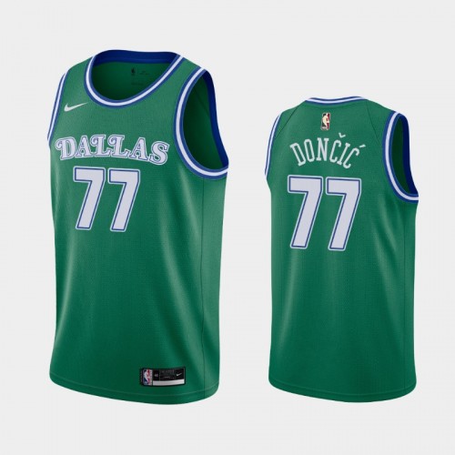 Men's Dallas Mavericks #77 Luka Doncic 2020-21 Hardwood Classics Green Jersey