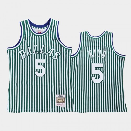 Dallas Mavericks #5 Jason Kidd Striped Green 1994-95 Jersey