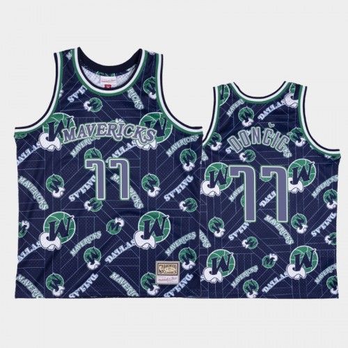 Luka Doncic Dallas Mavericks #77 Navy Tear Up Pack Hardwood Classics Jersey