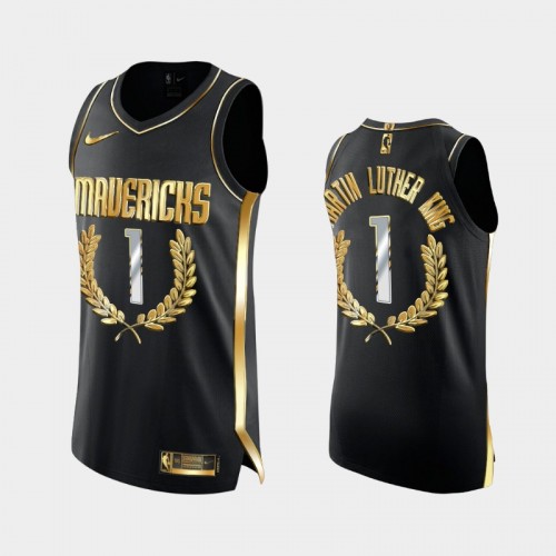 Men's Dallas Mavericks Martin Luther King Special Golden Edition Black Jersey