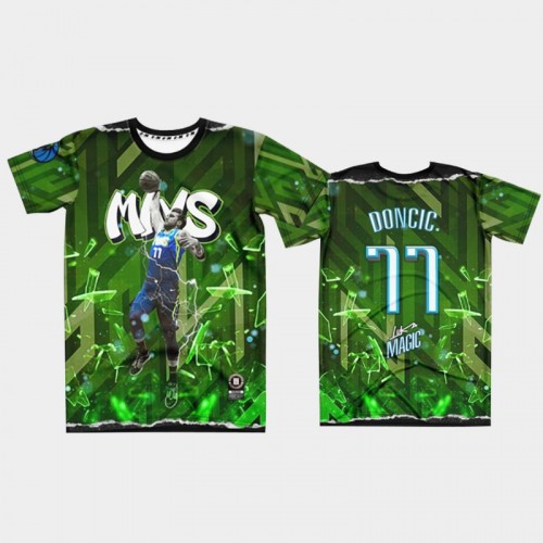 Dallas Mavericks Luka Doncic Men #77 Slam Dunk Green Fashion Jersey Shirt