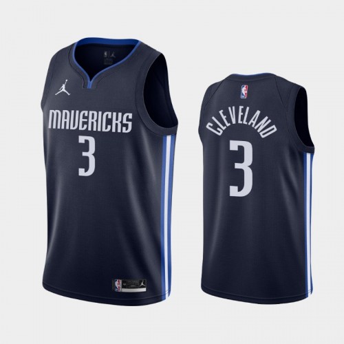 Men's Dallas Mavericks #3 Antonius Cleveland 2020-21 Statement Navy Jersey