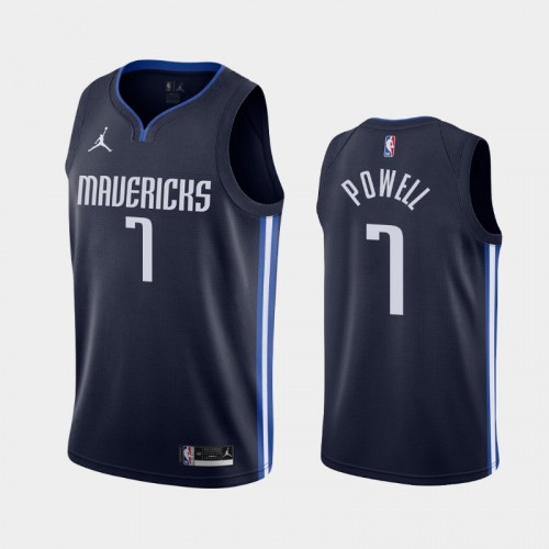 Men's Dallas Mavericks #7 Dwight Powell 2020-21 Statement Navy Jersey