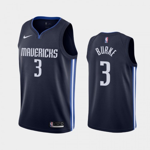 Men Dallas Mavericks Trey Burke #3 2020-21 Statement Navy Jersey