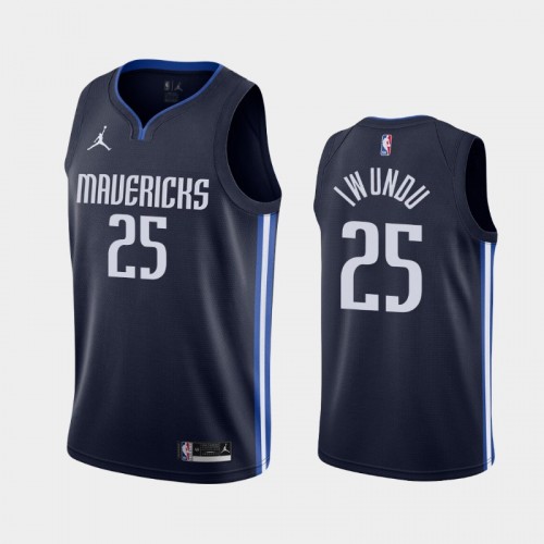 Men's Dallas Mavericks #25 Wes Iwundu 2020-21 Statement Navy Jersey