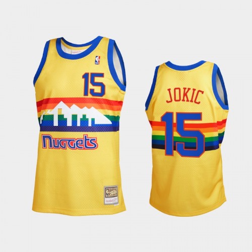 Nikola Jokic Men #15 2021 Reload 2.0 Throwback Gold Jersey