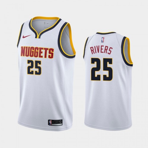 Men's Denver Nuggets #25 Austin Rivers 2021 Association White Jersey