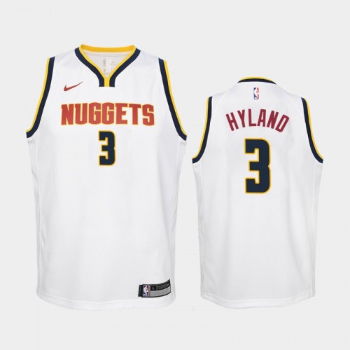 Denver Nuggets Nah'Shon Hyland Youth #3 Association Edition Bones Hyland White Jersey