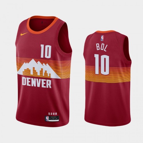 Men's Denver Nuggets #10 Bol Bol 2020-21 City Red Jersey