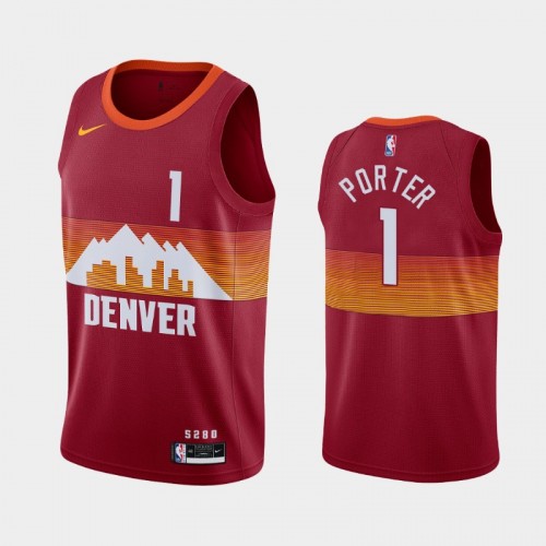 Men's Denver Nuggets #1 Michael Porter 2020-21 City Red Jersey