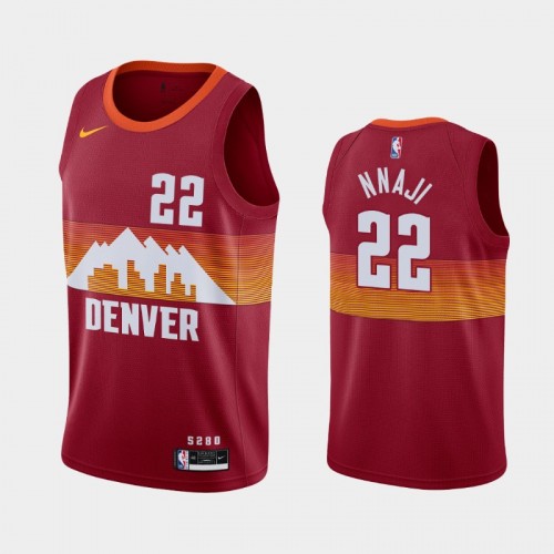 Men's Denver Nuggets #22 Zeke Nnaji 2020-21 City Red Jersey