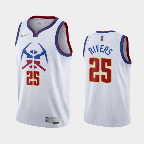 Men's Denver Nuggets #25 Austin Rivers 2021 Earned White Jersey