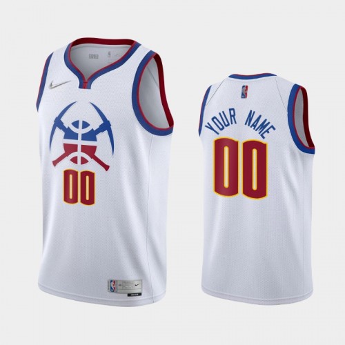 Men's Denver Nuggets #00 Custom 2021 Earned White Jersey