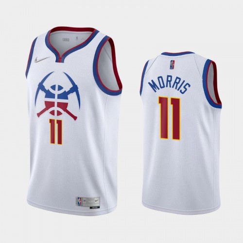 Men's Denver Nuggets #11 Monte Morris 2021 Earned White Jersey