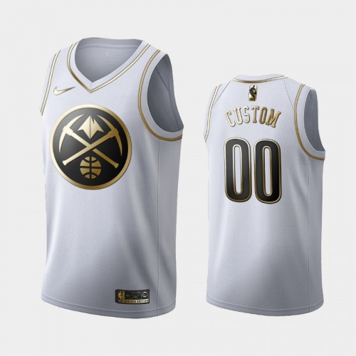 Men's Denver Nuggets #00 Custom White Golden Edition Jersey