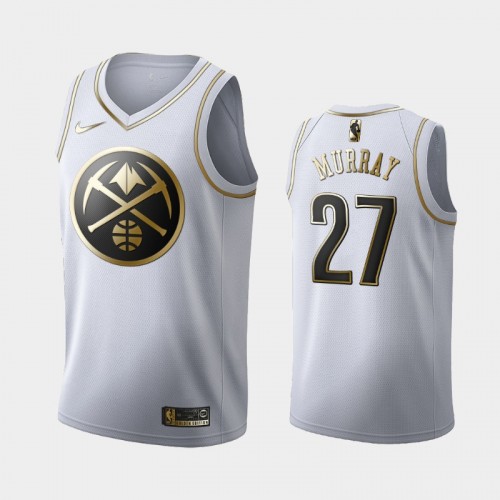 Men's Denver Nuggets #27 Jamal Murray White Golden Edition Jersey