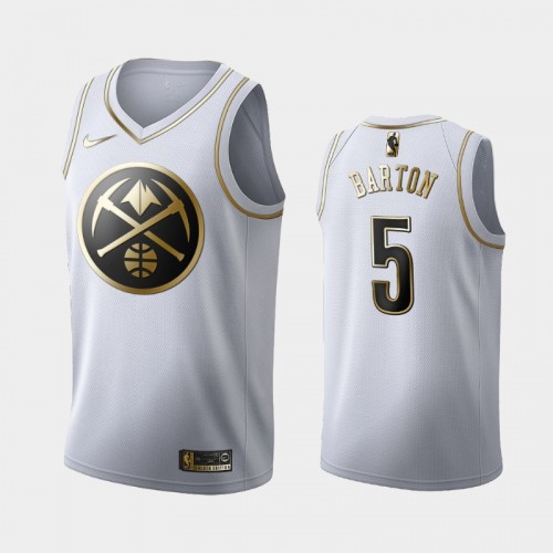 Men's Denver Nuggets #5 Will Barton White Golden Edition Jersey