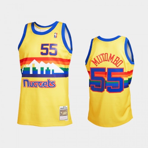 Dikembe Mutombo Men #55 Reload 2.0 Hardwood Classics Yellow Jersey