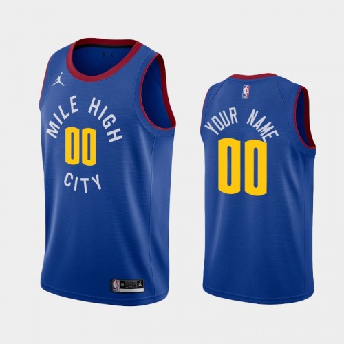 Men's Denver Nuggets #00 Custom 2020-21 Statement Blue Jersey