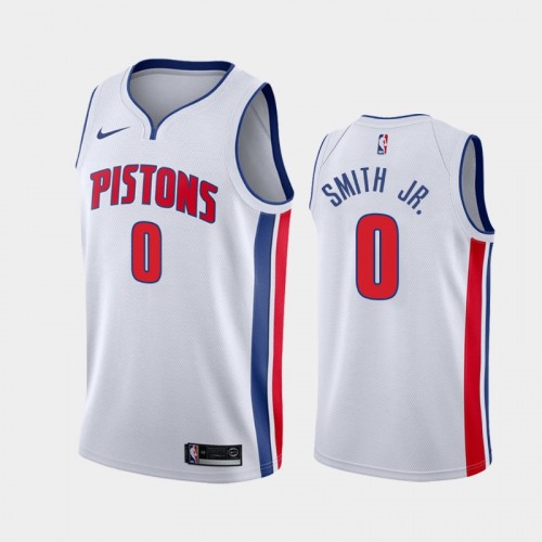 Men's Detroit Pistons #0 Dennis Smith Jr. 2021 Association White Jersey