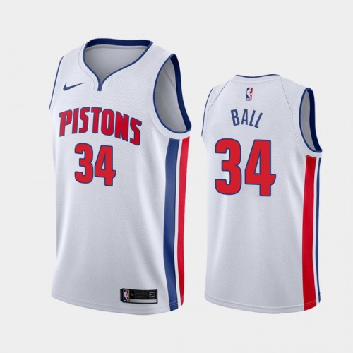 Men's Detroit Pistons #34 LiAngelo Ball 2020-21 Association White Jersey