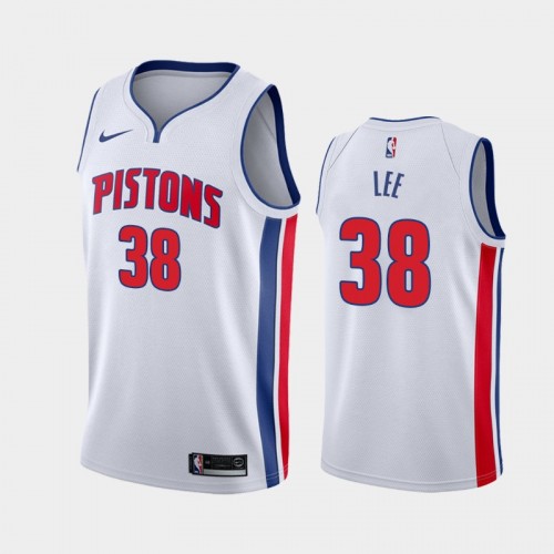 Men's Detroit Pistons #38 Saben Lee 2020-21 Association White Jersey