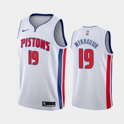 Men's Detroit Pistons #19 Sviatoslav Mykhailiuk 2020-21 Association White Jersey