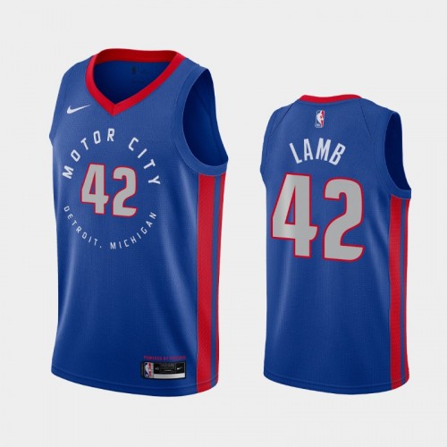 Men's Detroit Pistons #42 Anthony Lamb 2020-21 City Blue Jersey