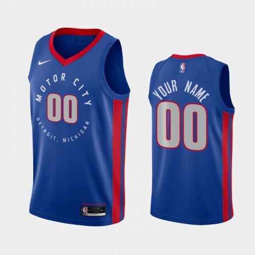 Men's Detroit Pistons #00 Custom 2020-21 City Blue Jersey