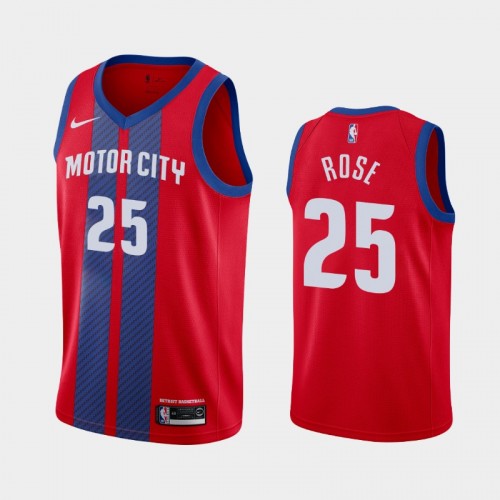 Men's Detroit Pistons #25 Derrick Rose 2019-20 City Red Jersey