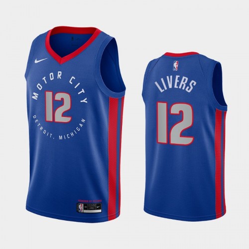 Isaiah Livers Men #12 City Edition Blue Jersey