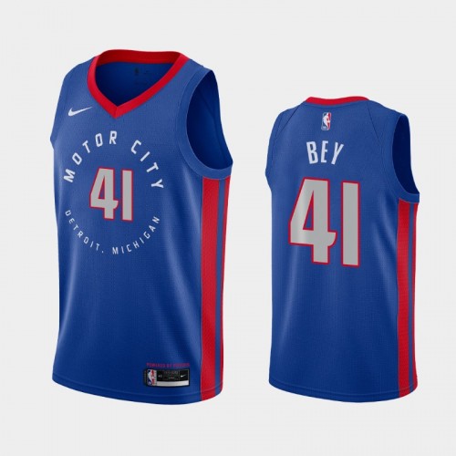 Men's Detroit Pistons #41 Saddiq Bey 2020-21 City Blue Jersey